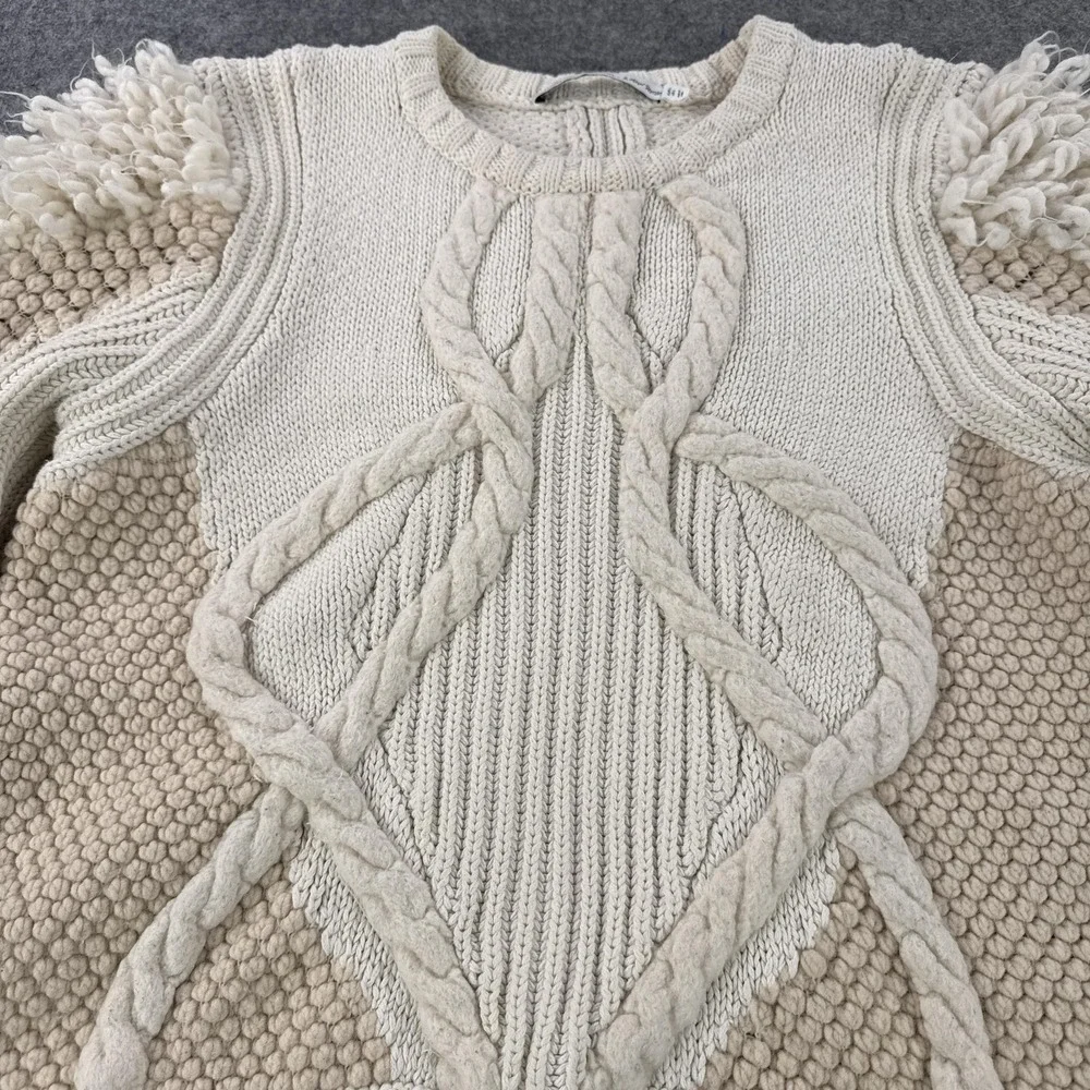 & Other Stories Sweater Womens Large Cream Beige Chunky Cable Knit Wool Blend - Picture 2 of 10